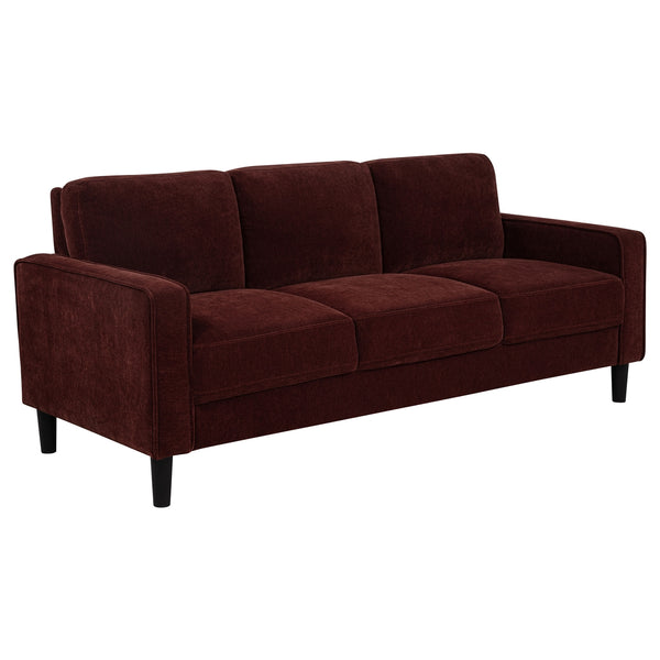 Coaster Ruth 3-Piece Fabric Upholstered Track Arm Sofa Rust Red