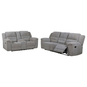 Coaster Gilson 2-Piece Chenille Upholstered Reclining Sofa Set Grey
