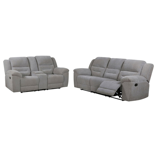 Coaster Gilson 2-Piece Chenille Upholstered Reclining Sofa Set Grey
