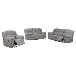 Coaster Gilson 3-Piece Chenille Upholstered Reclining Sofa Set Grey