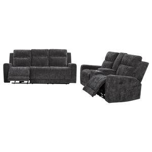 Coaster Kennett 2-Piece Chenille Power Reclining Sofa Set Dark Grey