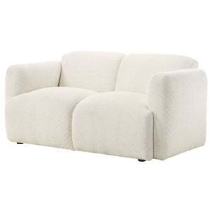 Coaster Dorset Fabric Upholstered Round Track Arm Loveseat White