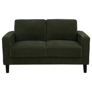 Coaster Ruth Fabric Upholstered Track Arm Loveseat Matcha Green