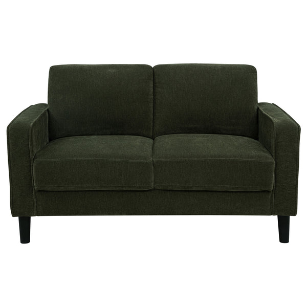 Coaster Ruth Fabric Upholstered Track Arm Loveseat Matcha Green