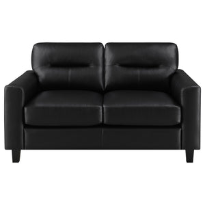 Coaster Scotland Faux Leather Upholstered Track Arm Loveseat Black