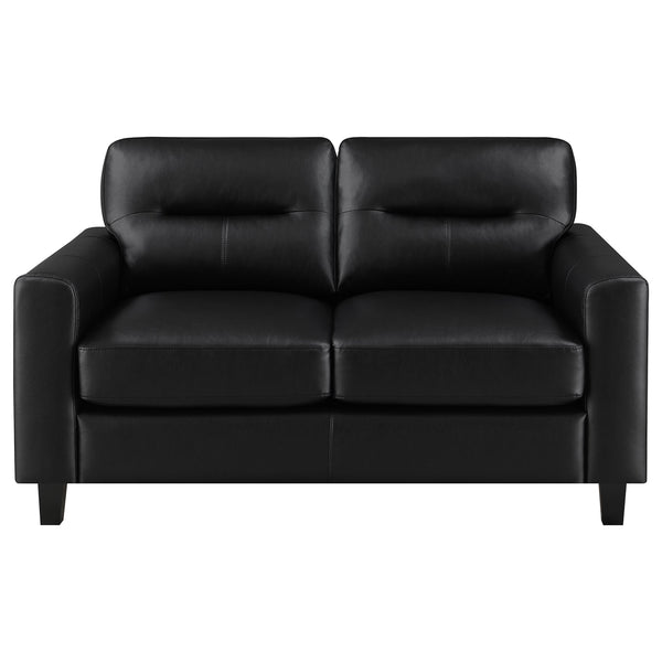Coaster Scotland Faux Leather Upholstered Track Arm Loveseat Black