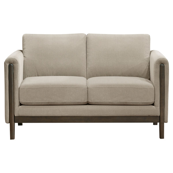 Coaster Islington Fabric Upholstered Panel Arm Loveseat Taupe