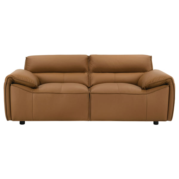 Coaster Buxton Top Grain Leather Upholstered Loveseat Orange