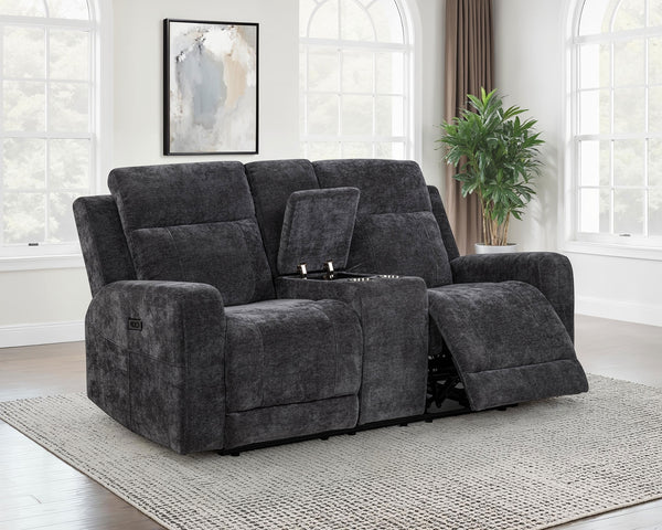 Coaster Kennett Chenille Upholstered Power Reclining Loveseat Grey