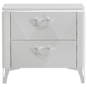 Coaster Cassia 2-Drawer Nightstand Bedside Table White High Gloss