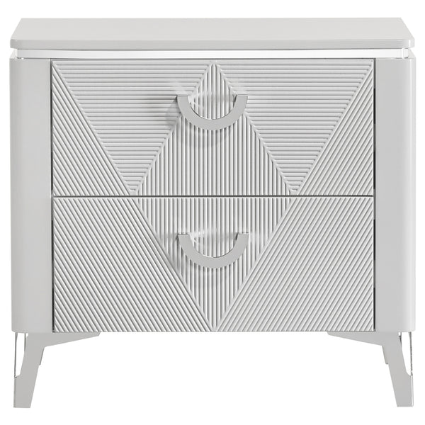 Coaster Cassia 2-Drawer Nightstand Bedside Table White High Gloss