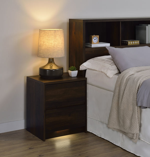 Coaster Westpark 2-Drawer Nightstand LED Lights & Usb Dark Pine