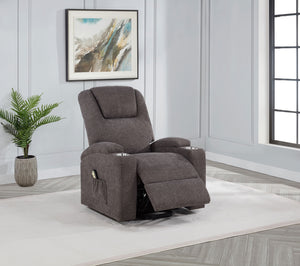 Coaster Louie Chenille Upholstered Power Lift Massage Chair Brown
