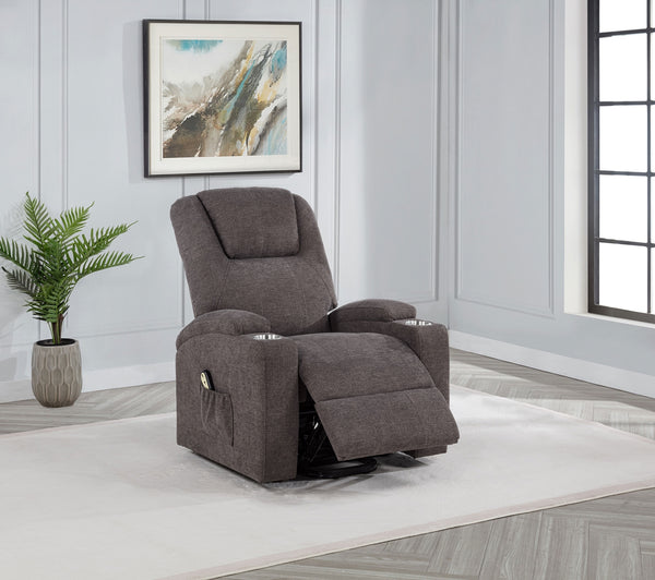 Coaster Louie Chenille Upholstered Power Lift Massage Chair Brown