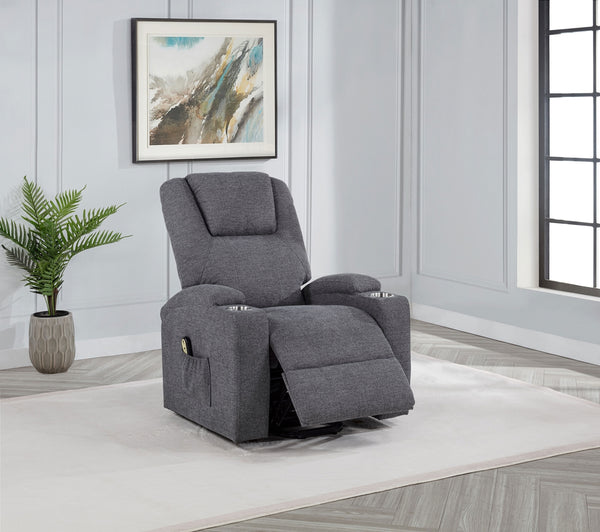 Coaster Louie Chenille Upholstered Power Lift Massage Chair Grey