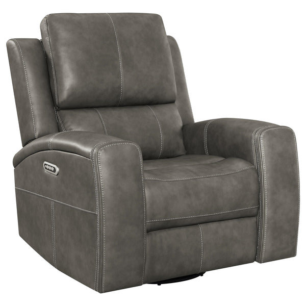 Coaster Brickston Triple Power Swivel Glider Recliner Charcoal