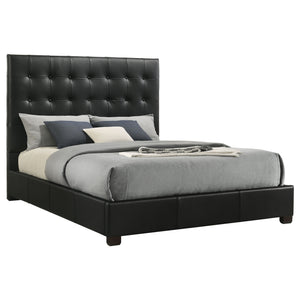 Coaster Medley Genuine Leather Queen Panel Platform Bed Black