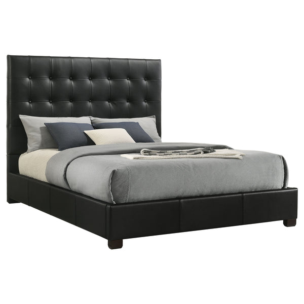 Coaster Medley Genuine Leather Queen Panel Platform Bed Black