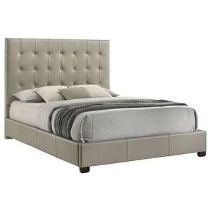 Coaster Medley Genuine Leather Queen Panel Platform Bed Tan