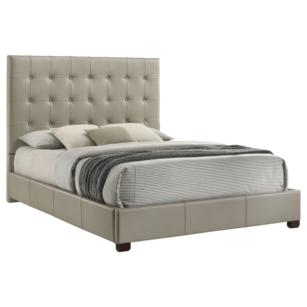 Coaster Medley Genuine Leather Queen Panel Platform Bed Tan