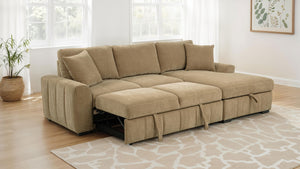 Coaster Pastrana Upholstered Sleeper Sectional Sofa Raf Chaise Camel