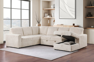 Coaster Devonshire Sleeper Sectional Sofa Storage Chaise Camel