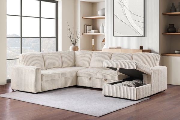 Coaster Devonshire Sleeper Sectional Sofa Storage Chaise Camel