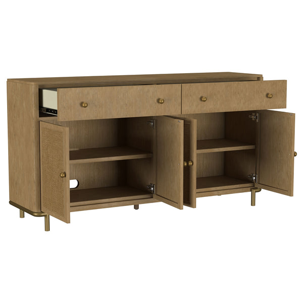 Coaster Arini 2-Drawer Cane Door Dining Sideboard Server Sand Wash