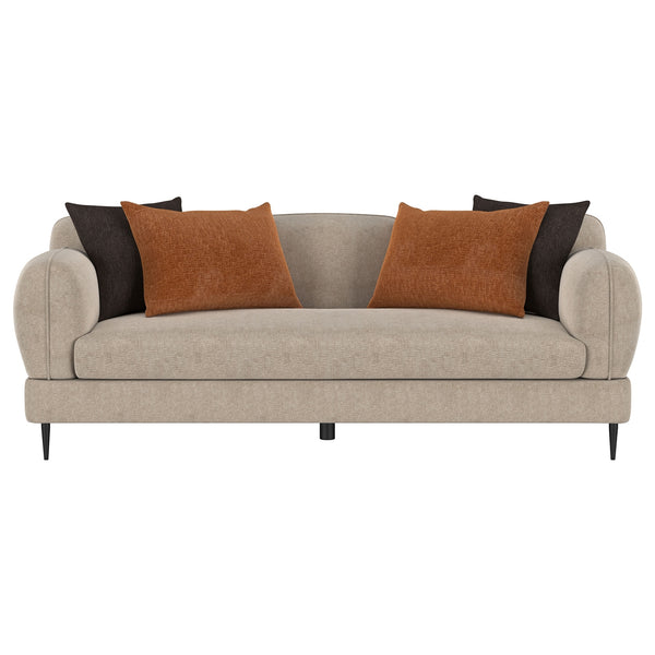 Coaster Jade Chenille Upholstered Sculpted Track Arm Sofa Latte