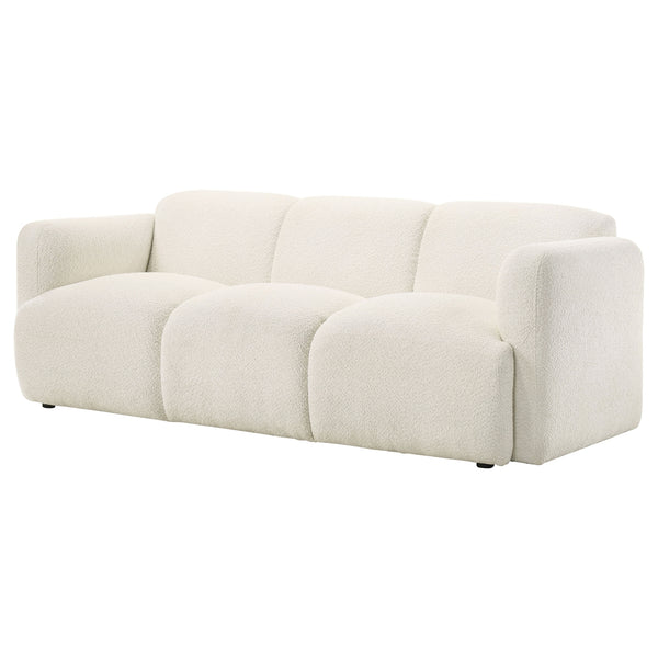 Coaster Dorset Fabric Upholstered Round Track Arm Sofa White