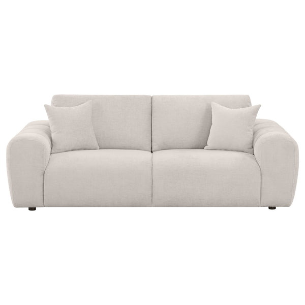 Coaster Burnett Chenille Upholstered Wide Arm Sofa Ivory