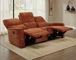 Coaster Navarro Chenille Upholstered Reclining Sofa Burnt Orange