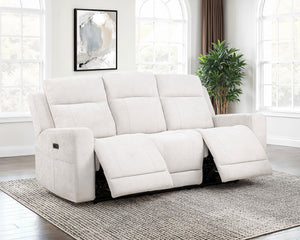 Coaster Kennett Chenille Upholstered Power Reclining Sofa Ivory