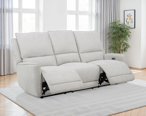 Coaster Sylmar Chenille Upholstered Power Reclining Sofa Dove Grey