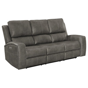 Coaster Brickston Triple Power Reclining Sofa Charcoal