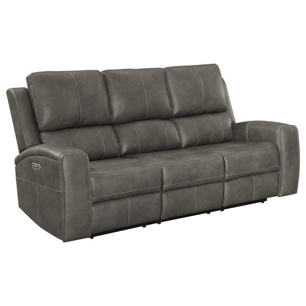 Coaster Brickston Triple Power Reclining Sofa Charcoal