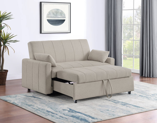 Coaster Portland Boucle Upholstered Sleeper Sofa Bed Latte