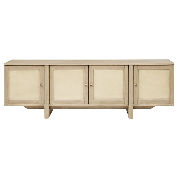 Coaster Kailani 79-Inch 4-Door Cane Tv Stand Media Console Beige Oak