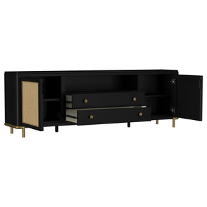 Coaster Arini Rattan Cane 2-Door Tv Stand Media Console Black