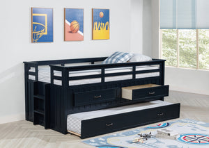 Coaster Carlsbad Wood Twin Captains Bed With Trundle Navy Blue