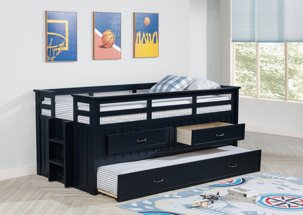 Coaster Carlsbad Wood Twin Captains Bed With Trundle Navy Blue
