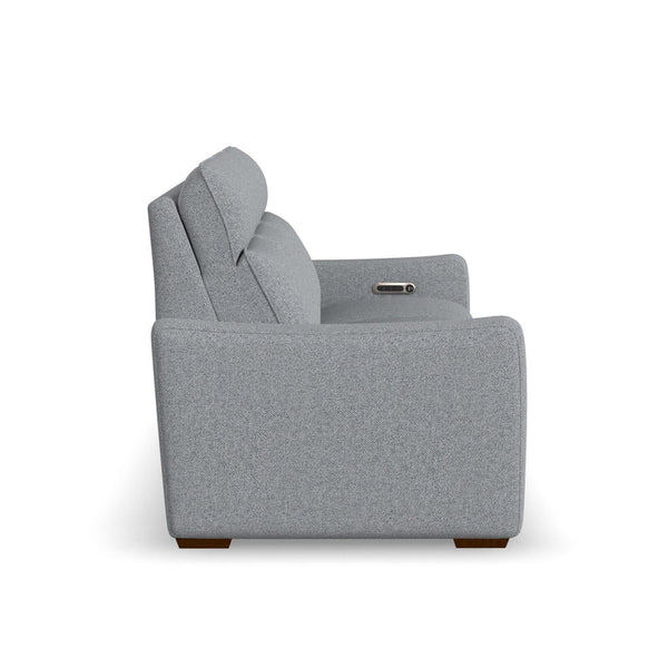 Flexsteel Ava Fabric Power Reclining Sofa with Power Headrest & Lumbar in Castor Grey