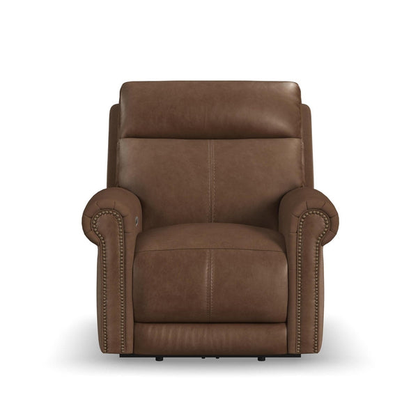 Flexsteel Zero Gravity Alexander Leather Power Recliner with Power Headrest & Lumbar in Khaki