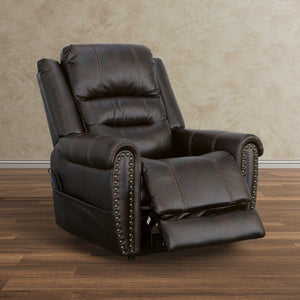 Flexsteel Oscar Fabric Power Lift Recliner with Right-Hand Control & Power Headrest in Molasses