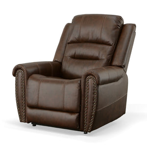 Flexsteel Oscar Fabric Power Lift Recliner with Right-Hand Control & Power Headrest in Pumpernickel