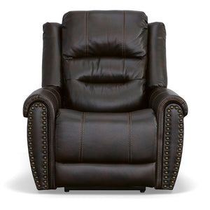 Flexsteel Oscar Fabric Power Recliner with Power Headrest in Molasses
