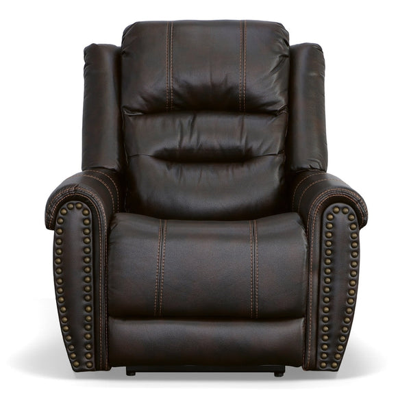 Flexsteel Oscar Fabric Power Recliner with Power Headrest in Molasses