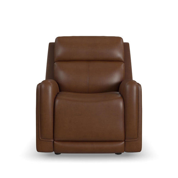 Flexsteel Alister Leather Power Gliding Recliner with Power Headrest and Lumbar in Sedona