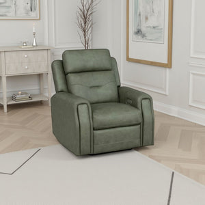 Flexsteel Zero Gravity Felix Leather Power Recliner with Power Headrest, Lumbar, Heat & Massage in Verde
