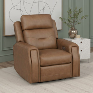 Flexsteel Zero Gravity Felix Leather Power Recliner with Power Headrest, Lumbar, Heat & Massage in Sabble